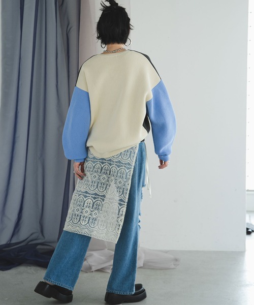 bohmal（ボマール）の「変形アーム前後差カラフルダンボールニット（ニット/セーター・レディース・ブラック/ピンク/ライム/オレンジ/ブルー/ピンク系その他/アイボリー/ブルー系その他/ネイビー/ミント/グレー/スモークピンク・FREE）」の19枚目の写真