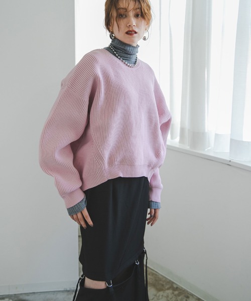 セール】変形アーム前後差カラフルダンボールニット（ニット/セーター