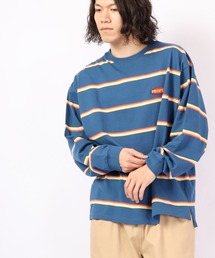 SUGGESTION レトロ マルチボーダーロングTシャツ