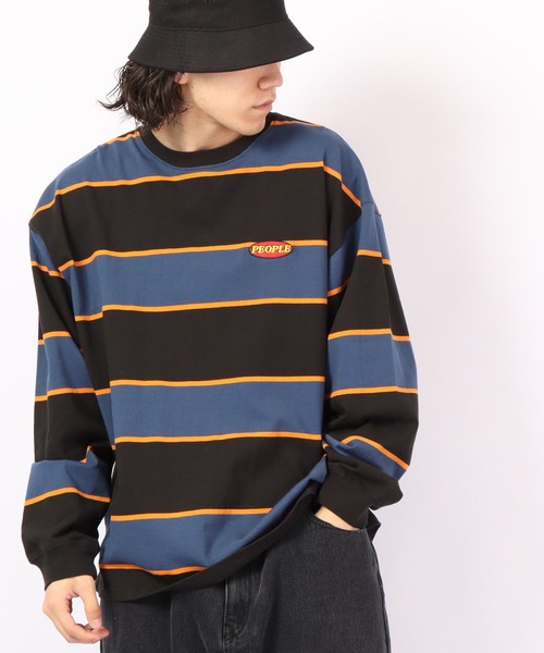 SUGGESTION ボーダー　ロンT SUGGESTION レトロ マルチボーダーロングTシャツ（Tシャツ