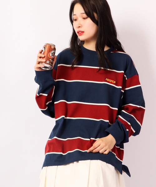 SUGGESTION レトロ マルチボーダーロングTシャツ（Tシャツ