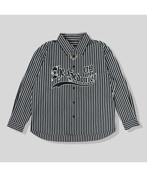 A'GEM/9 / エージェムナイン』ベースボールロゴストライプシャツ A'GEM