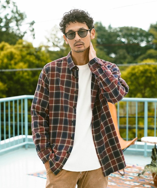 BAYFLOW（ベイフロー）の「ソフトネルチェックシャツ（シャツ/ブラウス・メンズ・ブラック/レッド/オフホワイト/イエロー/ブルー/グリーン・MEDIUM/LARGE）」の6枚目の写真