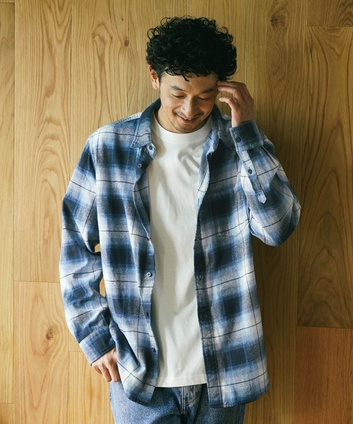 BAYFLOW（ベイフロー）の「ソフトネルチェックシャツ（シャツ/ブラウス・メンズ・ブラック/レッド/オフホワイト/イエロー/ブルー/グリーン・MEDIUM/LARGE）」の4枚目の写真