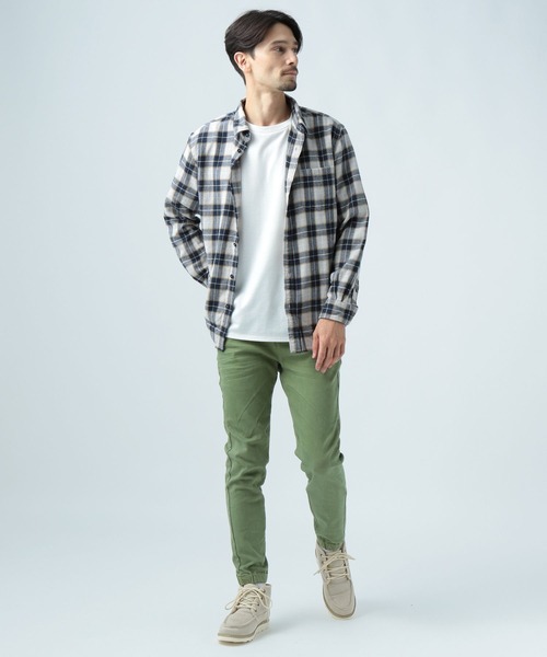 BAYFLOW（ベイフロー）の「ソフトネルチェックシャツ（シャツ/ブラウス・メンズ・ブラック/レッド/オフホワイト/イエロー/ブルー/グリーン・MEDIUM/LARGE）」の9枚目の写真