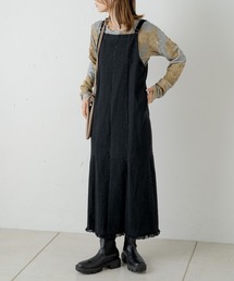 Kastane | 【サイズ展開あり】ストレッチデニムフリンジジャンスカ(ジャンパースカート)