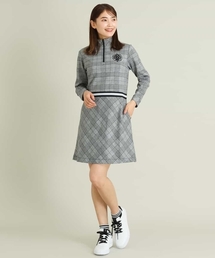レディースゴルフウエア ハーフZIPモックネックワンピース【ペチコートSET】