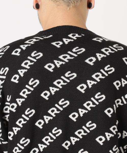 PARIS SAINT-GERMAIN(パリサンジェルマン)の「【Paris Saint-Germain】インターシャ PARIS 総柄 カーディガン(カーディガン/ボレロ・メンズ・ブラック/チャコールグレー・MEDIUM/LARGE)」の9枚目の写真