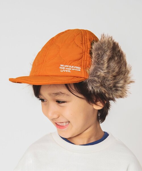 BREEZE（ブリーズ）の「キルトフライトキャップ（キャップ・キッズ・ブラック/オレンジ/キャメル・58/50/54）」の3枚目の写真