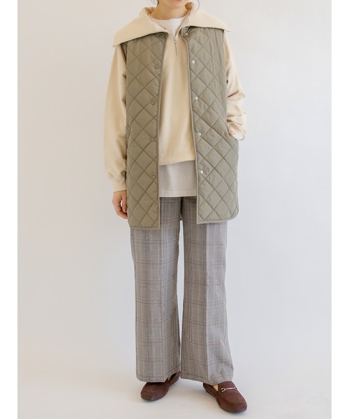 Samansa Mos2 blue（サマンサモスモスブルー）の「裏毛ハーフジッププルオーバー（Tシャツ/カットソー・レディース・ベージュ/ブルー/チャコール・ﾌﾘ-）」の6枚目の写真