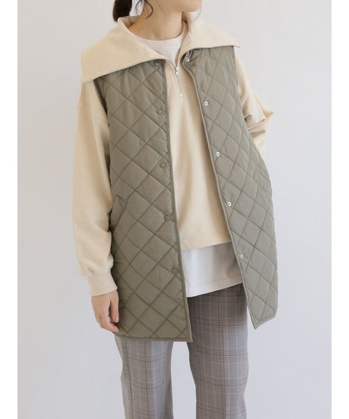 Samansa Mos2 blue（サマンサモスモスブルー）の「裏毛ハーフジッププルオーバー（Tシャツ/カットソー・レディース・ベージュ/ブルー/チャコール・ﾌﾘ-）」の10枚目の写真