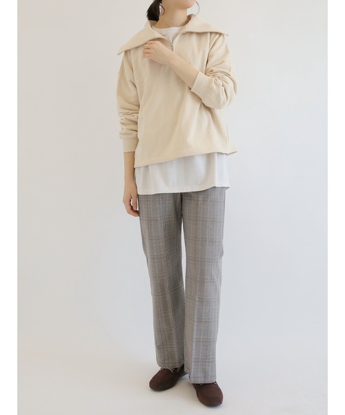 Samansa Mos2 blue（サマンサモスモスブルー）の「裏毛ハーフジッププルオーバー（Tシャツ/カットソー・レディース・ベージュ/ブルー/チャコール・ﾌﾘ-）」の12枚目の写真