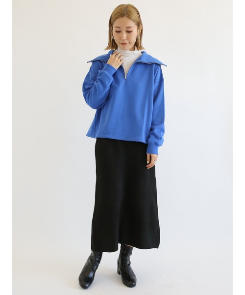 Samansa Mos2 blue（サマンサモスモスブルー）の「裏毛ハーフジップ