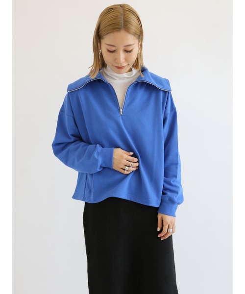 Samansa Mos2 blue（サマンサモスモスブルー）の「裏毛ハーフジッププルオーバー（Tシャツ/カットソー・レディース・ベージュ/ブルー/チャコール・ﾌﾘ-）」の17枚目の写真