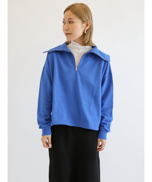 Samansa Mos2 blue（サマンサモスモスブルー）の「裏毛ハーフジッププルオーバー（Tシャツ/カットソー・レディース・ベージュ/ブルー/チャコール・ﾌﾘ-）」の18枚目の写真
