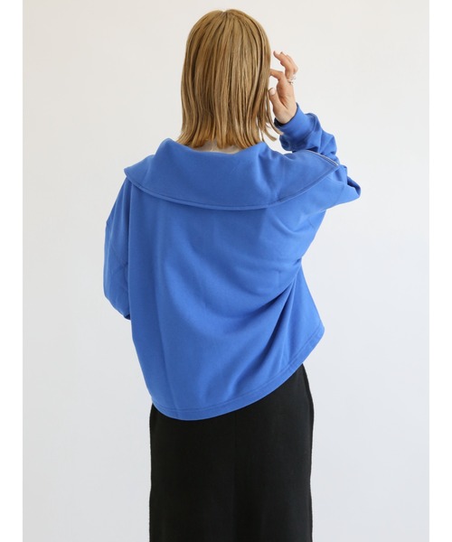 Samansa Mos2 blue（サマンサモスモスブルー）の「裏毛ハーフジッププルオーバー（Tシャツ/カットソー・レディース・ベージュ/ブルー/チャコール・ﾌﾘ-）」の21枚目の写真
