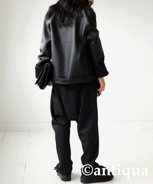 アンティカ antiqua ストライプ柄ゆったりサルエルパンツ 新品 ストライプ柄サルエルパンツ（その他パンツ）｜antiqua