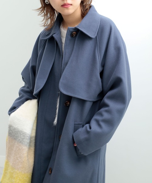 GeeRA(ジーラ)の「ヨークデザインステンカラーコート(ステンカラーコート・レディース・ブルー/ブラック/モカ・MEDIUM/LARGE)」の6枚目の写真