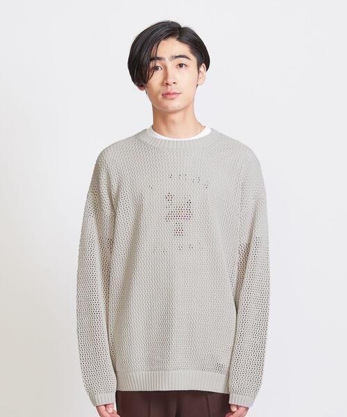 info. BEAUTY&YOUTH(インフォビューティアンドユース)の「【WEB限定】 <info. BEAUTY&YOUTH> バルーンシルエット メッシュ クルーニット(ニット/セーター・レディース・その他1/その他2/ブラック/オフホワイト・S/M/L)」の9枚目の写真