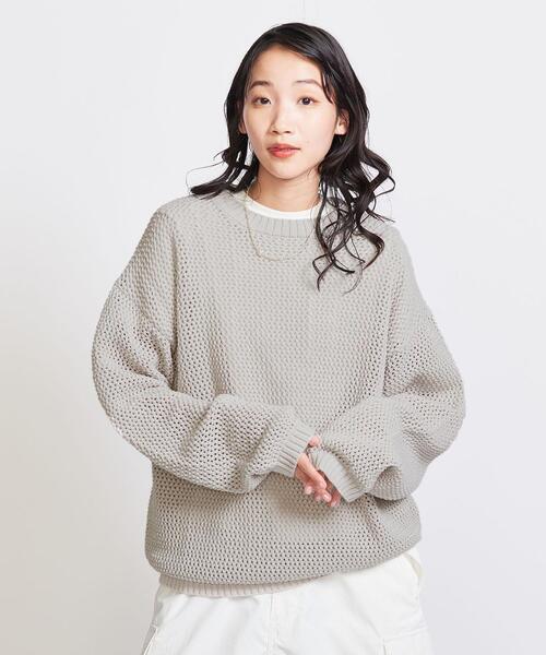 info. BEAUTY&YOUTH(インフォビューティアンドユース)の「【WEB限定】 <info. BEAUTY&YOUTH> バルーンシルエット メッシュ クルーニット(ニット/セーター・レディース・その他1/その他2/ブラック/オフホワイト・S/M/L)」の15枚目の写真