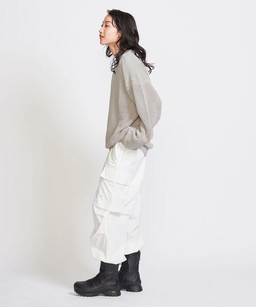 info. BEAUTY&YOUTH(インフォビューティアンドユース)の「【WEB限定】 <info. BEAUTY&YOUTH> バルーンシルエット メッシュ クルーニット(ニット/セーター・レディース・その他1/その他2/ブラック/オフホワイト・S/M/L)」の18枚目の写真