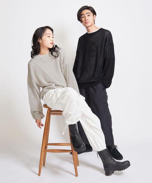 info. BEAUTY&YOUTH(インフォビューティアンドユース)の「【WEB限定】 <info. BEAUTY&YOUTH> バルーンシルエット メッシュ クルーニット(ニット/セーター・レディース・その他1/その他2/ブラック/オフホワイト・S/M/L)」の20枚目の写真