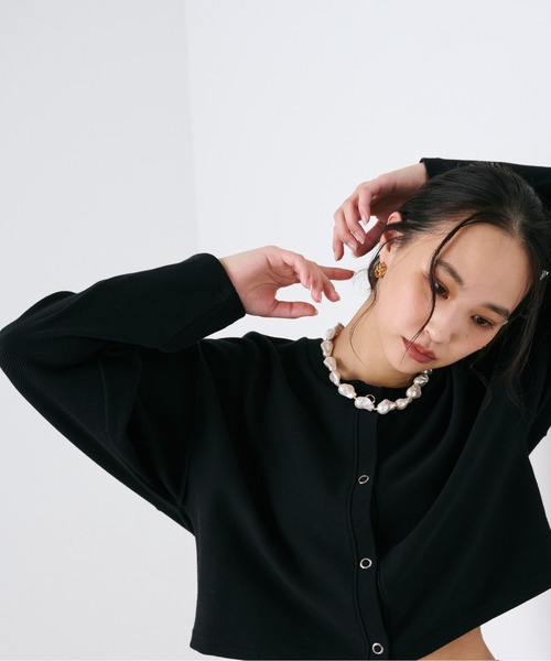 FREE'S MART（フリーズマート）の「◆リブショート丈カットソーカーデイガン（カーディガン/ボレロ・レディース・ピンク/ホワイト/ブラック/グリーン・FREE）」の13枚目の写真