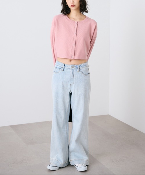 FREE'S MART（フリーズマート）の「◆リブショート丈カットソーカーデイガン（カーディガン/ボレロ・レディース・ピンク/ホワイト/ブラック/グリーン・FREE）」の11枚目の写真