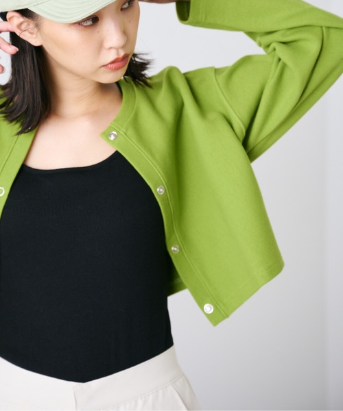 FREE'S MART（フリーズマート）の「◆リブショート丈カットソーカーデイガン（カーディガン/ボレロ・レディース・ピンク/ホワイト/ブラック/グリーン・FREE）」の16枚目の写真