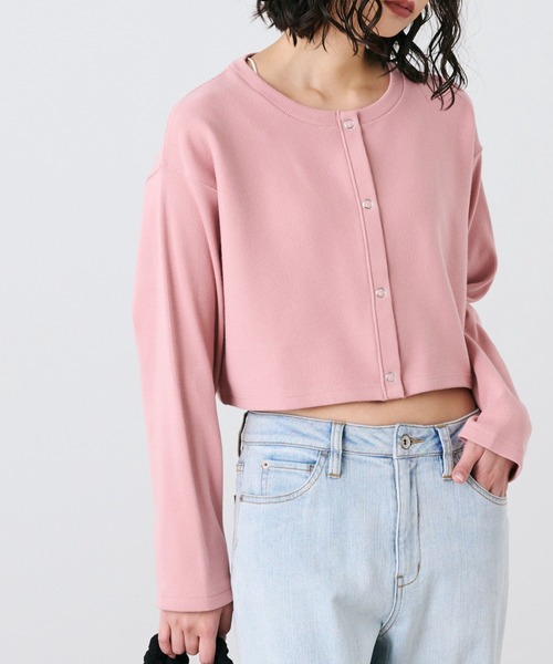 FREE'S MART（フリーズマート）の「◆リブショート丈カットソーカーデイガン（カーディガン/ボレロ・レディース・ピンク/ホワイト/ブラック/グリーン・FREE）」の5枚目の写真