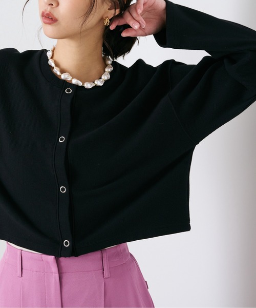 FREE'S MART（フリーズマート）の「◆リブショート丈カットソーカーデイガン（カーディガン/ボレロ・レディース・ピンク/ホワイト/ブラック/グリーン・FREE）」の8枚目の写真