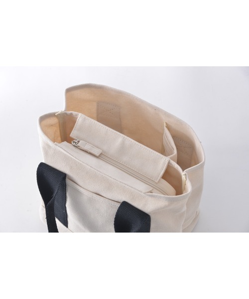 Rename（リネーム）の「Rename ファスナー付き 仕切り ミニ キャンバス ランチ トートバッグ（トートバッグ・レディース・ダークグレー/ベージュ系その他/ライトグレー/ナチュラル/ブラック・FREE）」の12枚目の写真
