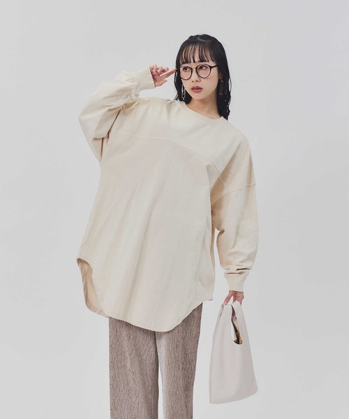 BACK NUMBER（バックナンバー）の「【BACK NUMBER】フットボールチュニック（チュニック・レディース・ピンク/キナリ/ブラック・M/L）」の2枚目の写真