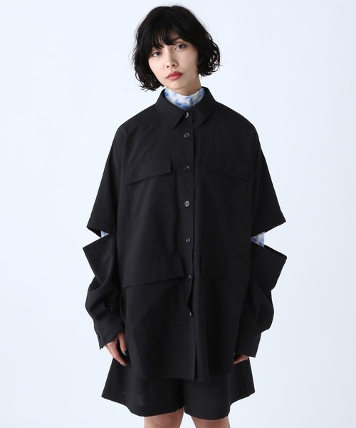 PAGEBOY（ページボーイ）の「ミリタリー2WAYシャツ（シャツ/ブラウス・レディース・チャコールグレー/ブラック/オフホワイト・FREE）」の11枚目の写真