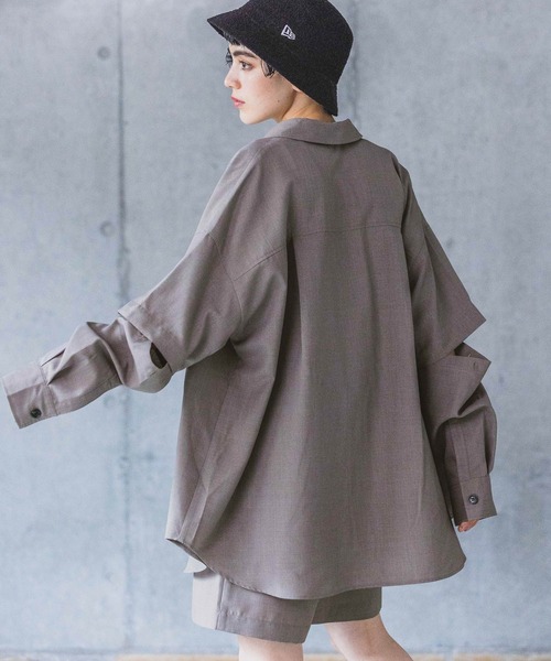 PAGEBOY（ページボーイ）の「ミリタリー2WAYシャツ（シャツ/ブラウス・レディース・チャコールグレー/ブラック/オフホワイト・FREE）」の5枚目の写真