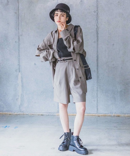 PAGEBOY（ページボーイ）の「ミリタリー2WAYシャツ（シャツ/ブラウス・レディース・チャコールグレー/ブラック/オフホワイト・FREE）」の6枚目の写真