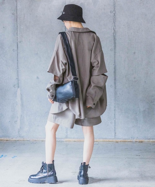 PAGEBOY（ページボーイ）の「ミリタリー2WAYシャツ（シャツ/ブラウス・レディース・チャコールグレー/ブラック/オフホワイト・FREE）」の7枚目の写真