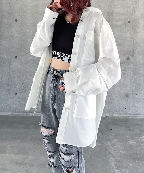 PAGEBOY（ページボーイ）の「ミリタリー2WAYシャツ（シャツ/ブラウス・レディース・チャコールグレー/ブラック/オフホワイト・FREE）」の21枚目の写真