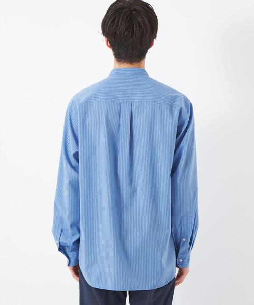 green label relaxing(グリーンレーベルリラクシング)の「TWトロ ストライプ ジャストルーズ バンドカラー シャツ -ウォッシャブル・ストレッチ・防シワ-(シャツ/ブラウス・メンズ・グレー/ライトブルー・S/L/M/XL)」の5枚目の写真