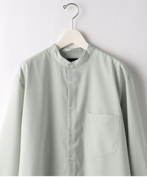 green label relaxing(グリーンレーベルリラクシング)の「TWトロ ストライプ ジャストルーズ バンドカラー シャツ -ウォッシャブル・ストレッチ・防シワ-(シャツ/ブラウス・メンズ・グレー/ライトブルー・S/L/M/XL)」の11枚目の写真
