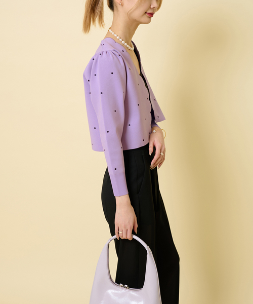 U by SPICK&SPAN(ユーバイスピックアンドスパン)の「ドット刺繍ニットカーディガン(カーディガン/ボレロ・レディース・アイボリー/パープル/ブラック・FREE)」の8枚目の写真