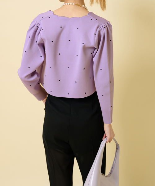 U by SPICK&SPAN(ユーバイスピックアンドスパン)の「ドット刺繍ニットカーディガン(カーディガン/ボレロ・レディース・アイボリー/パープル/ブラック・FREE)」の9枚目の写真