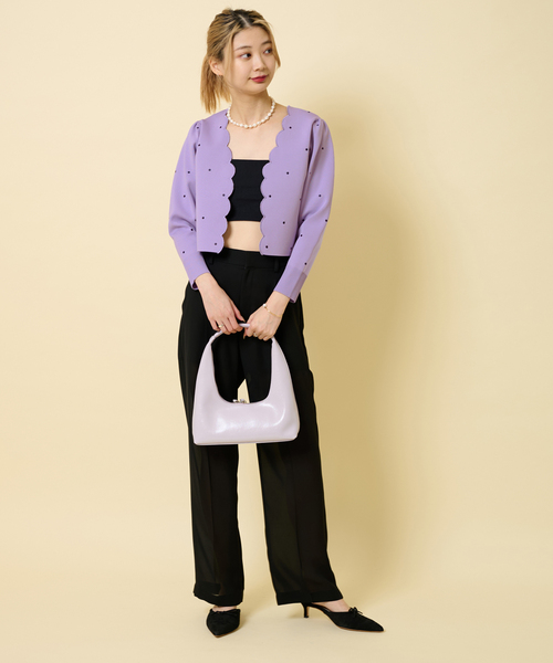 U by SPICK&SPAN(ユーバイスピックアンドスパン)の「ドット刺繍ニットカーディガン(カーディガン/ボレロ・レディース・アイボリー/パープル/ブラック・FREE)」の11枚目の写真