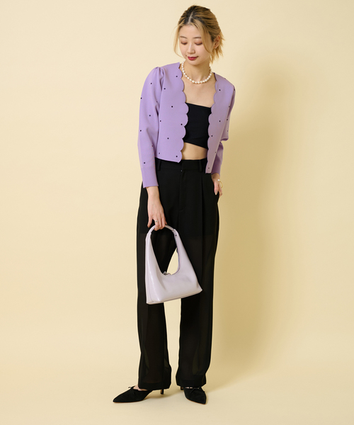 U by SPICK&SPAN(ユーバイスピックアンドスパン)の「ドット刺繍ニットカーディガン(カーディガン/ボレロ・レディース・アイボリー/パープル/ブラック・FREE)」の13枚目の写真