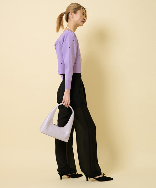 U by SPICK&SPAN(ユーバイスピックアンドスパン)の「ドット刺繍ニットカーディガン(カーディガン/ボレロ・レディース・アイボリー/パープル/ブラック・FREE)」の14枚目の写真