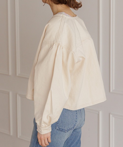 flower(フラワー)の「サニージャケット(ノーカラージャケット・レディース・アイボリー/ピンク・FREE)」の6枚目の写真