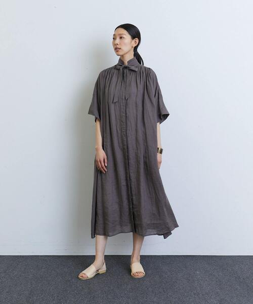 最新情報 ＜ロワズィール＞チェック LOISIR マキシ丈 麻 リネン ワンピース ワンピース