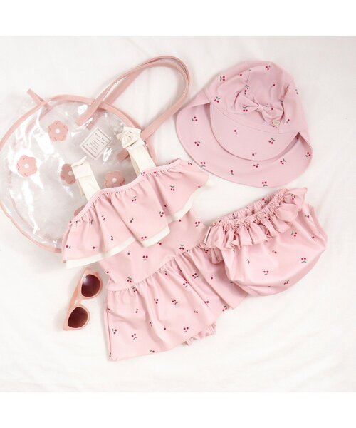 apres les cours（アプレレクール）の「お花モチーフシャイニークリアバッグ（スイムグッズ・キッズ・ピンク/レインボー・FREE）」の7枚目の写真