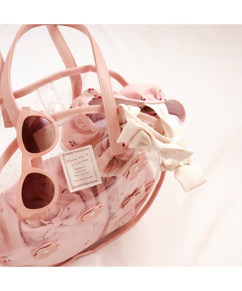 apres les cours（アプレレクール）の「お花モチーフシャイニークリアバッグ（スイムグッズ・キッズ・ピンク/レインボー・FREE）」の8枚目の写真