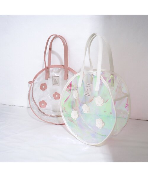 apres les cours（アプレレクール）の「お花モチーフシャイニークリアバッグ（スイムグッズ・キッズ・ピンク/レインボー・FREE）」の10枚目の写真